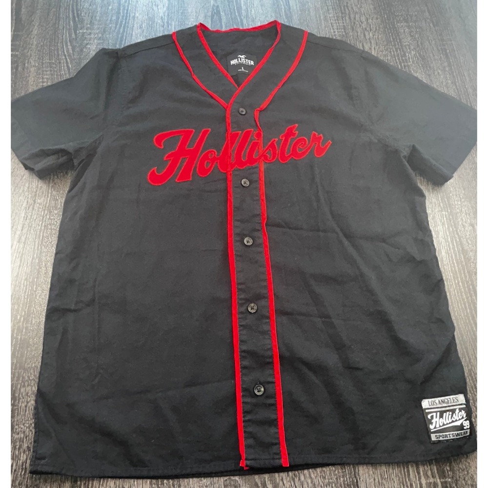 Hollister Los Angeles Baseball Style Button Down Shirt  Short Sleeve Mens L